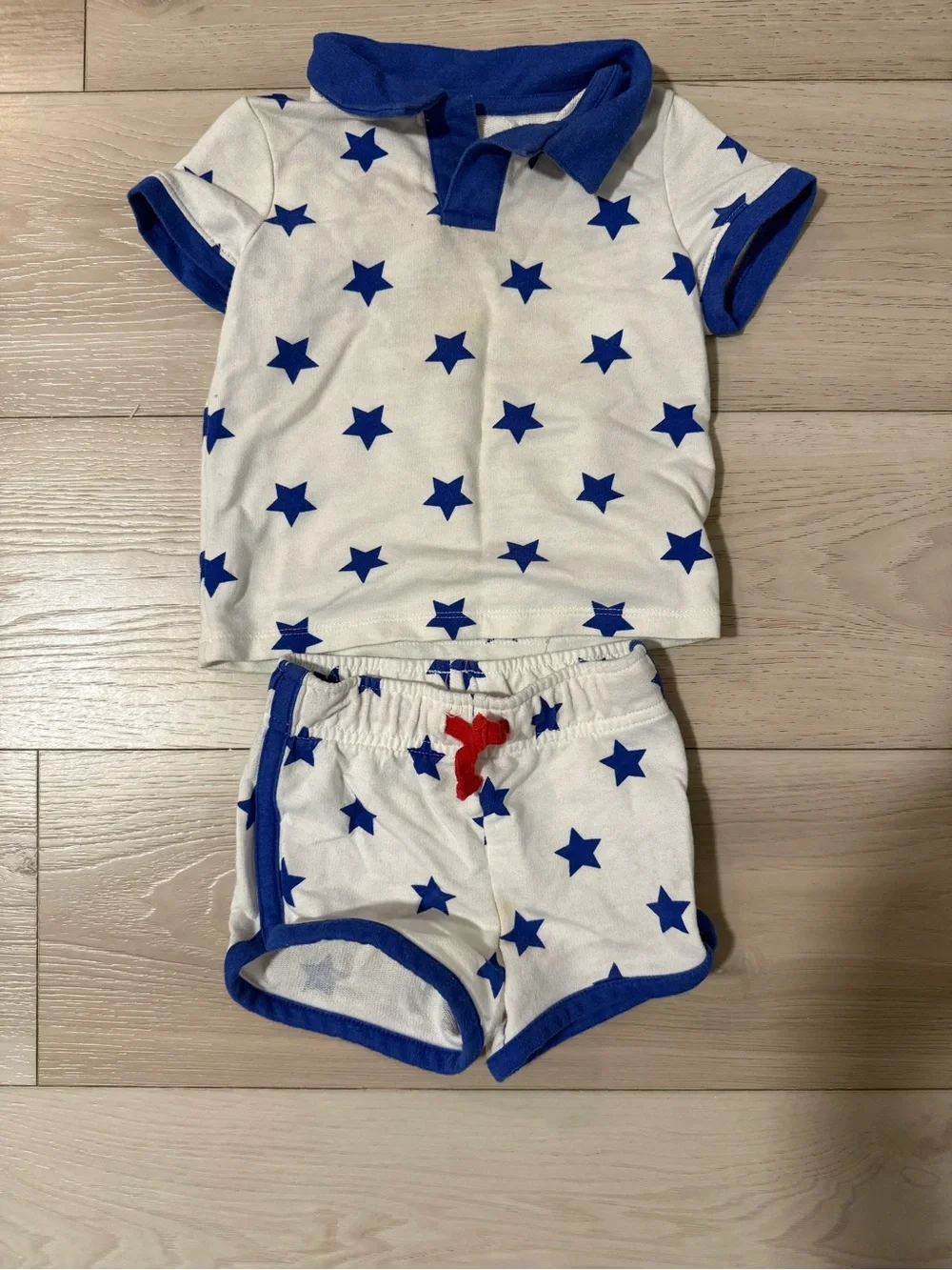 Cat & Jack Toddler White & Blue Star Polo Set